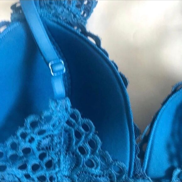 Aerie Lace Bralette SZ Small Blue Adjustable Straps Padded Coquette Feminine EUC - Picture 4 of 10